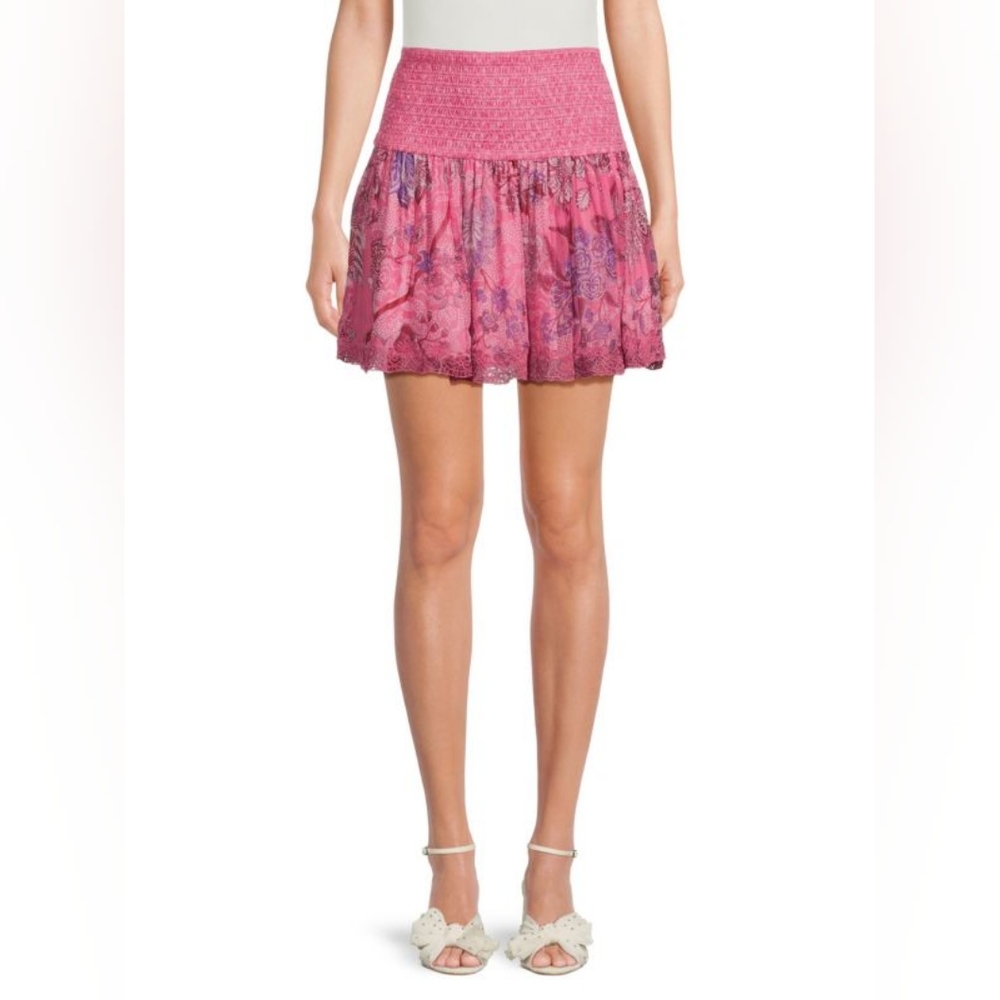 Hemant & Nandita Floral Smocked Mini Skirt